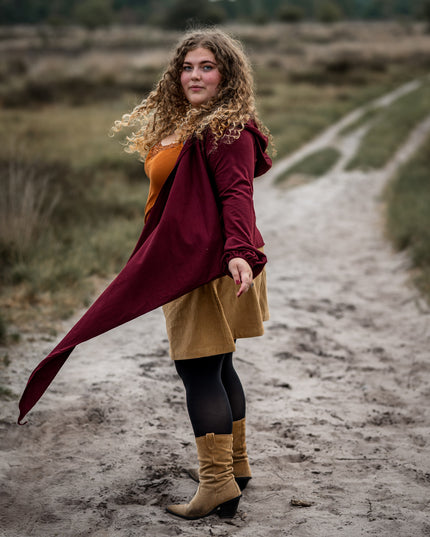 Hooded Vest Sweater Marroon Rood