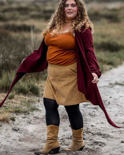 Hooded Vest Sweater Marroon Rood