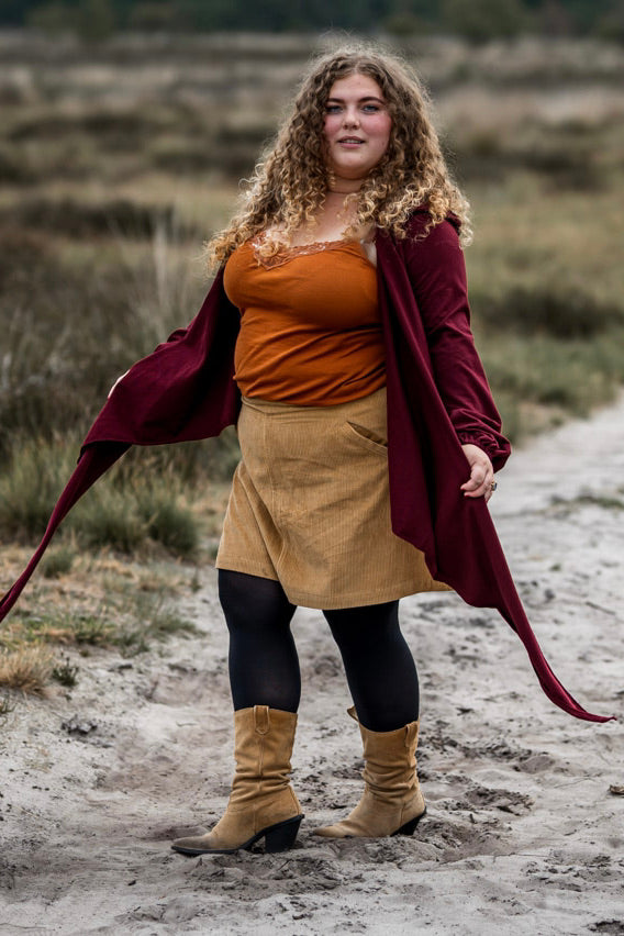Hooded Cardigan Sweater Maroon Red