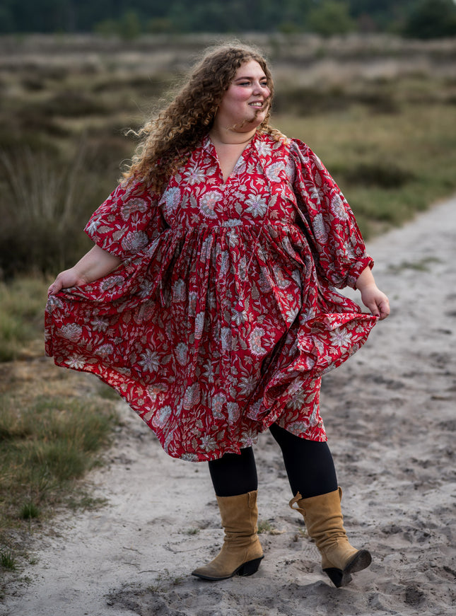 Fay Jurk Handblock Rood