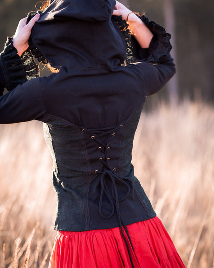 Elven Hoodie Top Zwart