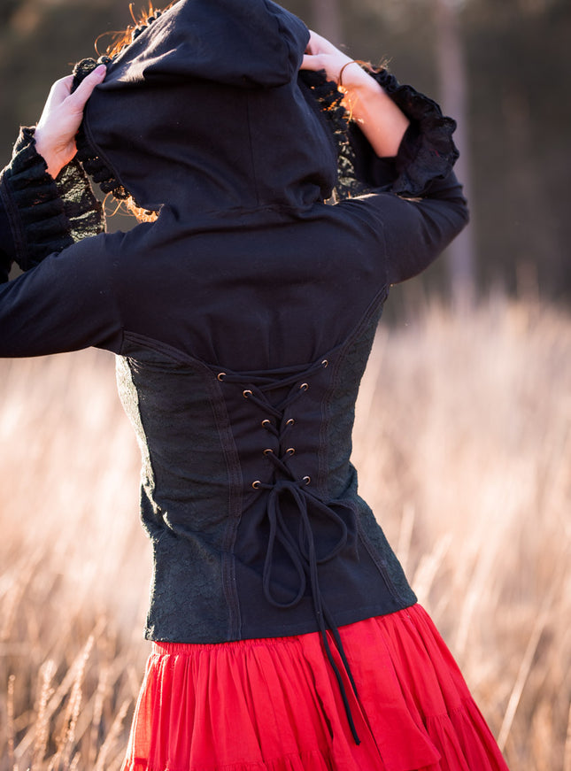 Elven Hoodie Top Zwart