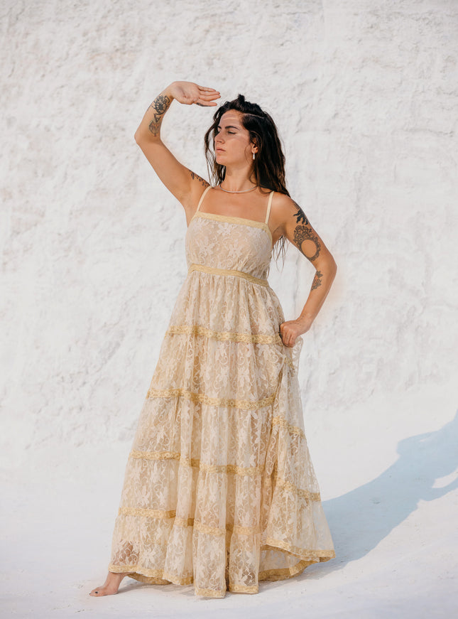 Litha Dress Lang Gebroken Wit