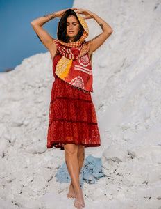 Litha Dress kort marroon rood