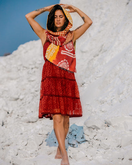 Litha Dress kort marroon rood
