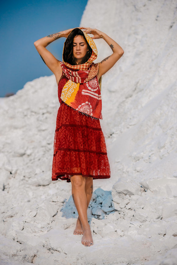 Litha Dress kort marroon rood