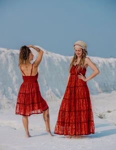 Litha Dress kort marroon rood