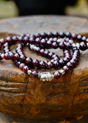 Garnet Buddha Mala