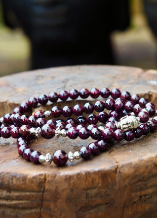 Garnet Buddha Mala