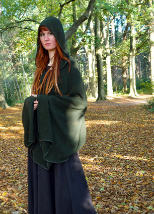 Hooded Poncho Groen