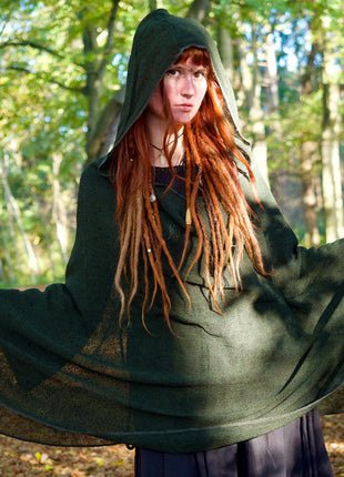 Hooded Poncho Groen