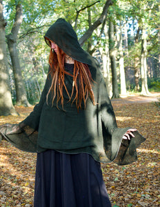 Hooded Poncho Groen