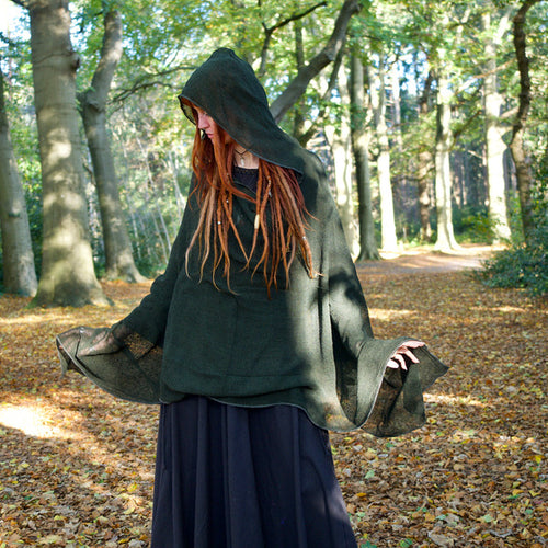 Hooded Poncho Groen