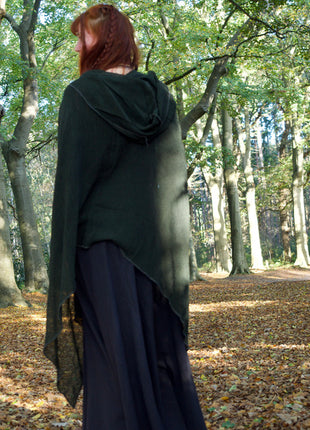 Hooded Poncho Groen