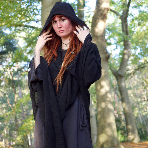 Hooded Poncho Black