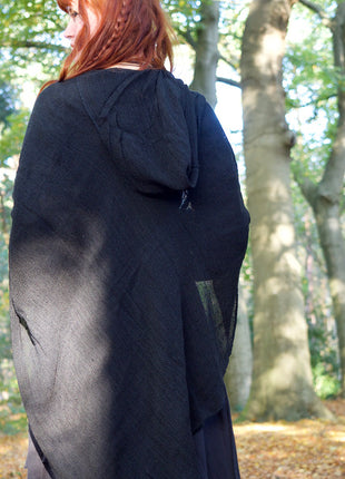 Hooded Poncho Black