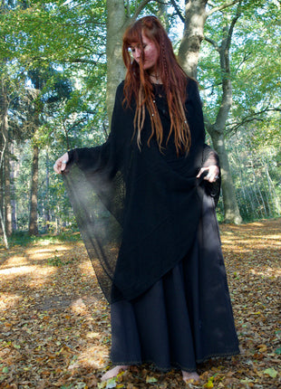 Hooded Poncho Black