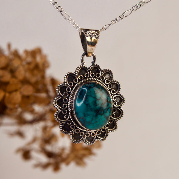 Real Turquoise edelsteen hanger 925 zilver