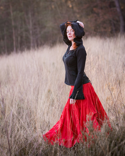Elven Hoodie Top Zwart