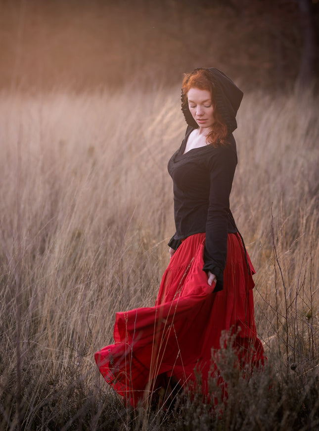 Elven Hoodie Top Zwart