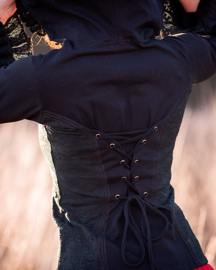 Elven Hoodie Top Zwart