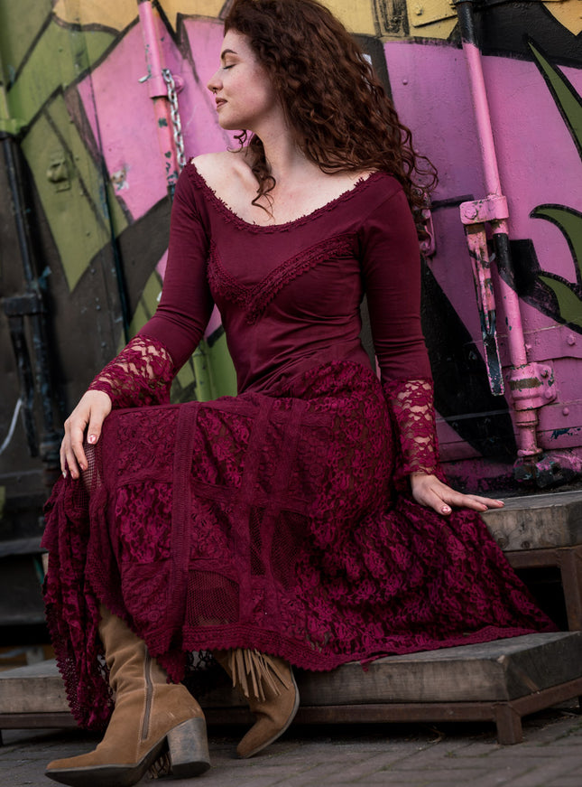 Morgana Boho Jurk Marroonrood