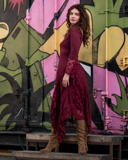 Morgana Boho Jurk Marroonrood