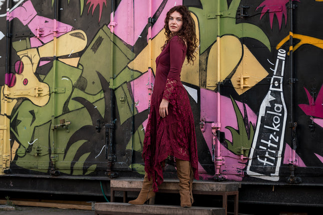Morgana Boho Jurk Marroonrood