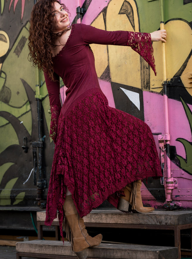 Morgana Boho Jurk Marroonrood